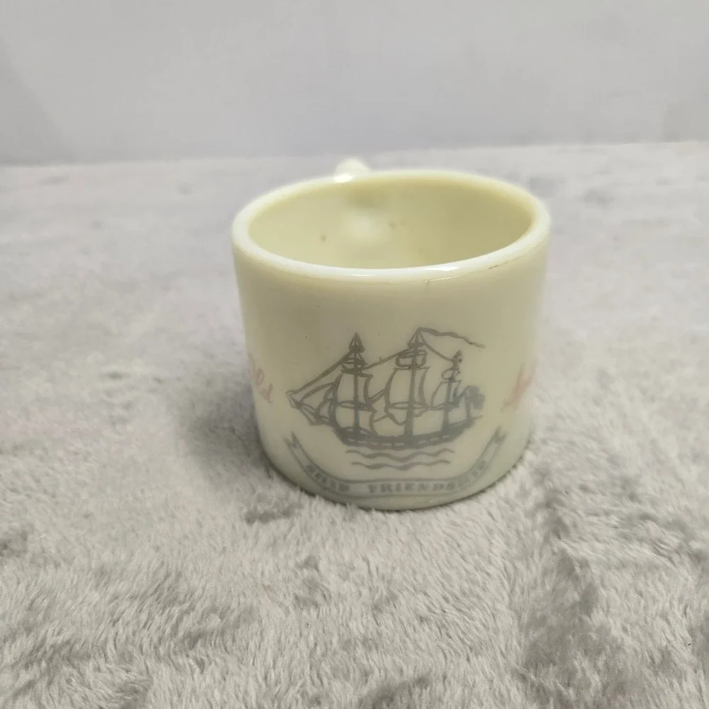 Vintage Old Spice Shaving Mug Ship Friendship Milk Glass Shulton Creamy White